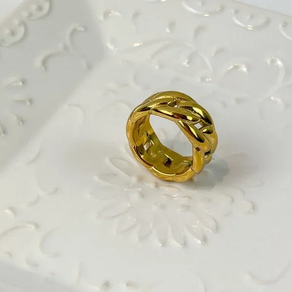 Gold Thick Chunky Statement Ring For Women - Picture 3 of 9